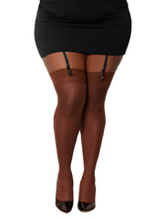 Load image into Gallery viewer, Dreamgirl Plus Size Sheer Thigh High Stockings with Back Seam Thigh Highs - Nastassy