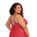 Load image into Gallery viewer, Dreamgirl Plus Size Stretch Mesh Chemise &amp; Robe Set Robes - Nastassy
