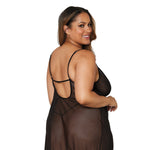 Load image into Gallery viewer, Dreamgirl Plus Size Stretch Mesh Chemise &amp; Robe Set Robes - Nastassy
