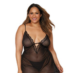 Load image into Gallery viewer, Dreamgirl Plus Size Stretch Mesh Chemise &amp; Robe Set Robes - Nastassy
