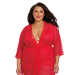 Load image into Gallery viewer, Dreamgirl Plus Size Stretch Mesh Chemise &amp; Robe Set Robes - Nastassy
