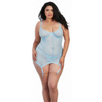 Load image into Gallery viewer, Dreamgirl Plus Size Striped Lace Underwire Garter Slip with G-String Garter Slip - Nastassy

