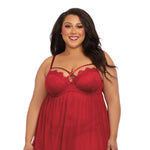 Load image into Gallery viewer, Dreamgirl Plus Size Underwire Push Up Cup Babydoll with Stretch Mesh Skirt Babydoll - Nastassy
