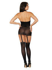 Load image into Gallery viewer, Dreamgirl Sheer Garter Bodystocking with Thigh High Garter Dress - Nastassy