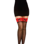 Load image into Gallery viewer, Dreamgirl Sheer Thigh High Stockings with Contrast Lace Thigh Highs - Nastassy
