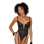 Load image into Gallery viewer, Dreamgirl Stretch lace and fishnet garter teddy Garter Set - Nastassy
