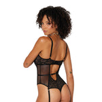 Load image into Gallery viewer, Dreamgirl Stretch lace and fishnet garter teddy Garter Set - Nastassy

