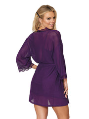 Load image into Gallery viewer, Dreamgirl Stretch Mesh Chemise &amp; Robe Set