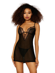 Load image into Gallery viewer, Dreamgirl Stretch Mesh Chemise &amp; Robe Set